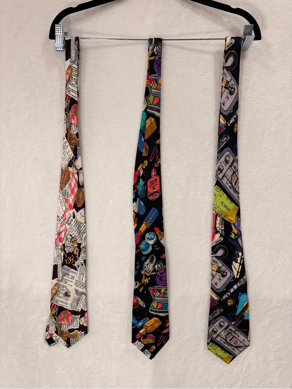 🎨 Vintage Nicole Miller Art Tie Lot of 3 – Novelty Neckties 1990's Music Art
